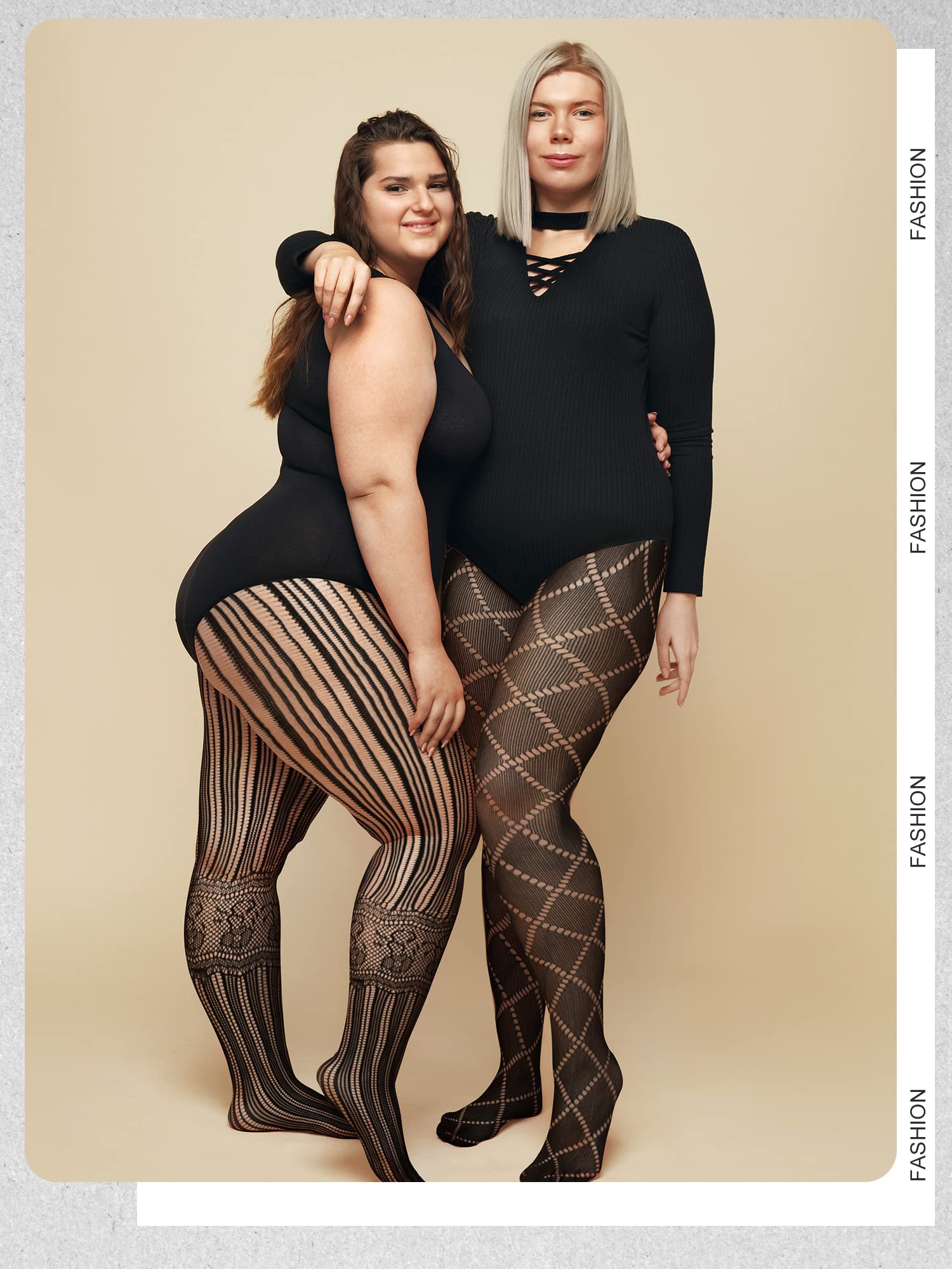 Skylety 6 Pairs Women Plus Size Fishnet Suspender Pantyhose Thigh High Stocking Garter Belt Lingerie Tights for Women L-XXXL: XX-Large-3X-Large Dreamy Fantasy Black