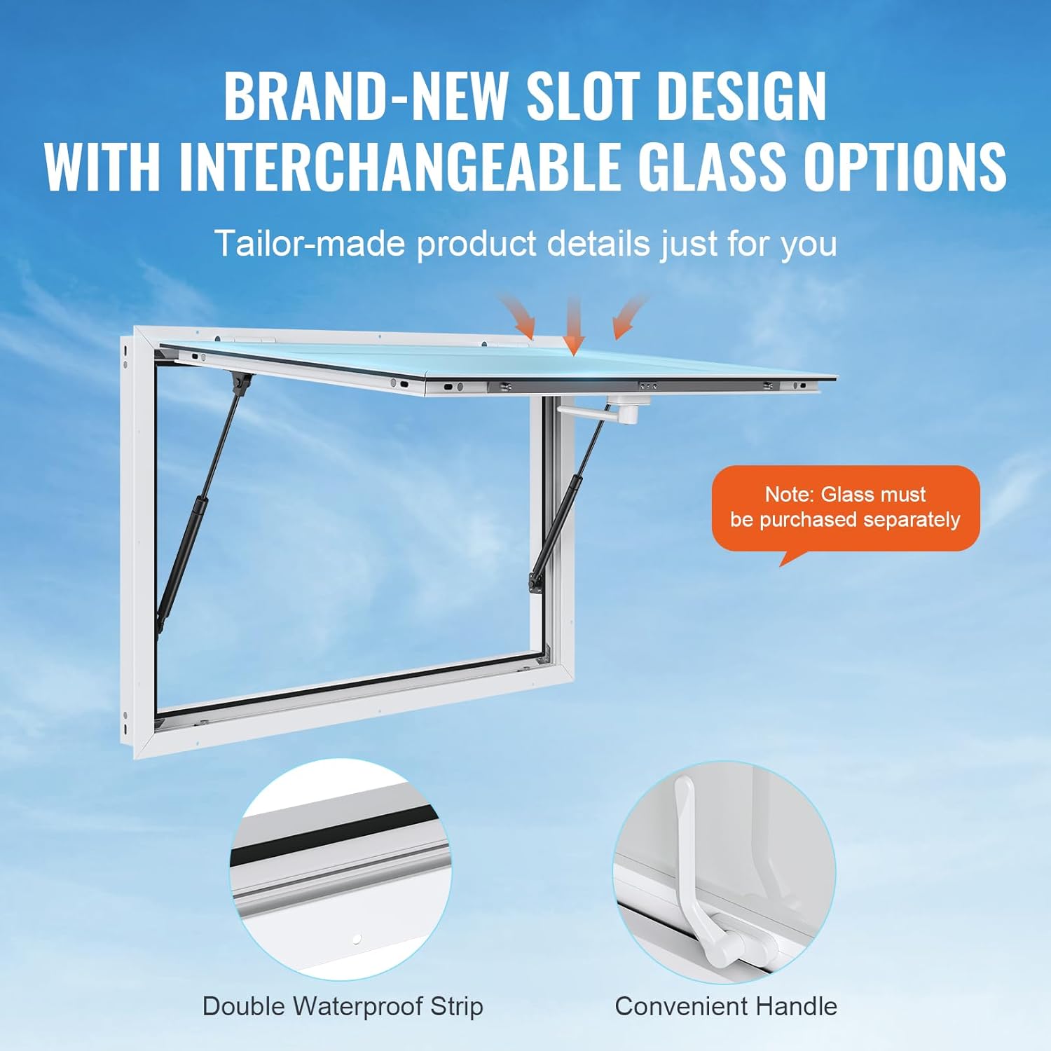 VEVOR Concession Window for Food Truck, 36"x24" Aluminum Alloy Food Truck Service Windows, Up to 85 Degrees Stand Serving Window with Awning Door & Drag Hook, for Food Trucks Concession Trailers