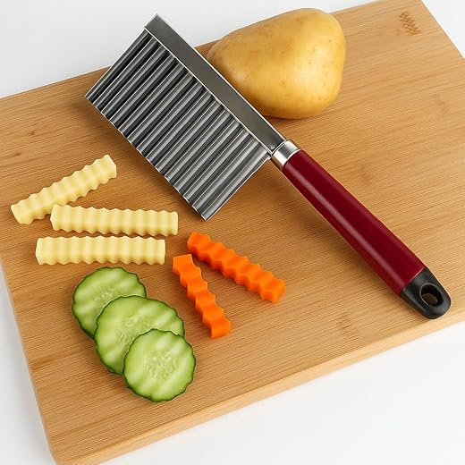 Morbrix Stainless Steel Crinkle Cut Knife for Fruit, Cheese, Potatoes, Vegetable Cutter, Waffle Fry Cutter, Veggie Cutter,