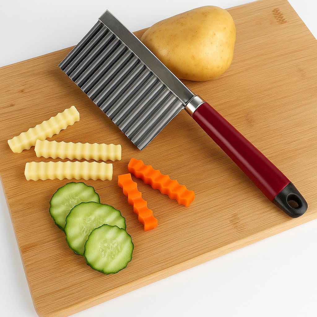 Morbrix Stainless Steel Crinkle Cut Knife for Fruit, Cheese, Potatoes, Vegetable Cutter, Waffle Fry Cutter, Veggie Cutter,