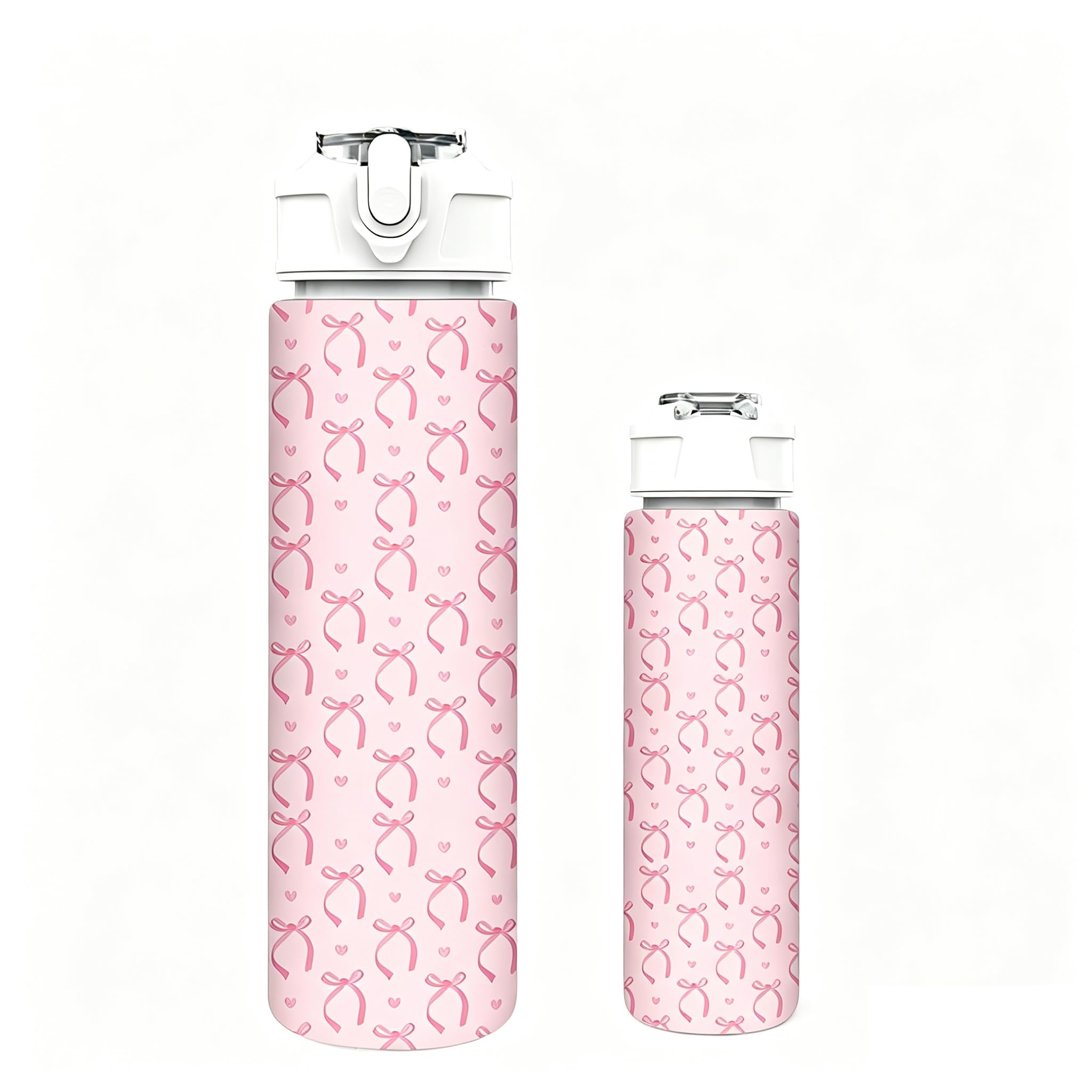 750ml Pink Bow Water Bottle, Girls Insulated Water Bottles, Portable Leakproof Bottles for Women & Girls, Coquette Flask for Sport, Travel, School & Hiking, Ideal Birthday Gift