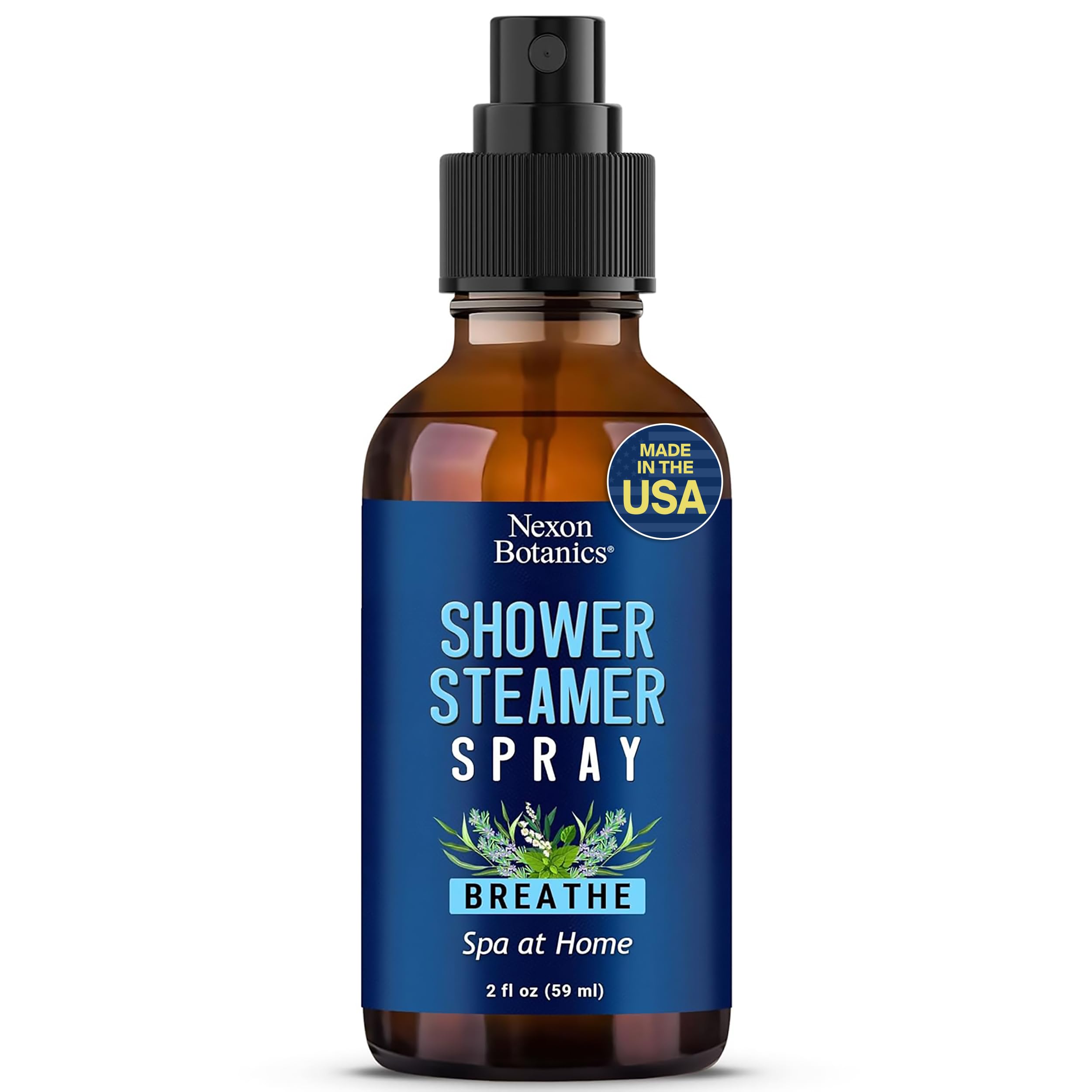 Breathe Shower Steamer Spray 2 fl oz - Aromatherapy Mist with Rosemary, Peppermint, Eucalyptus Essential Oil Blend - Refreshing Spa at Home Steam Spray - Nexon Botanics