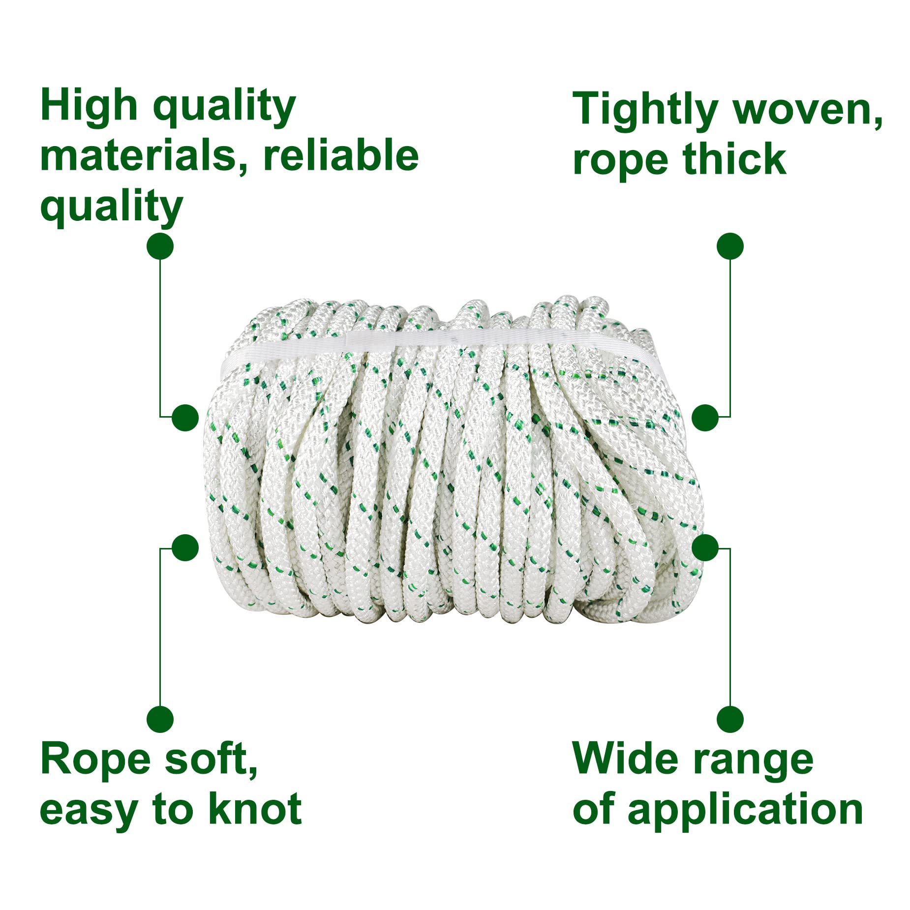 HOSTIC Double Braid Polyester Rope Pulling Rope Tree Cutting Ropes ...