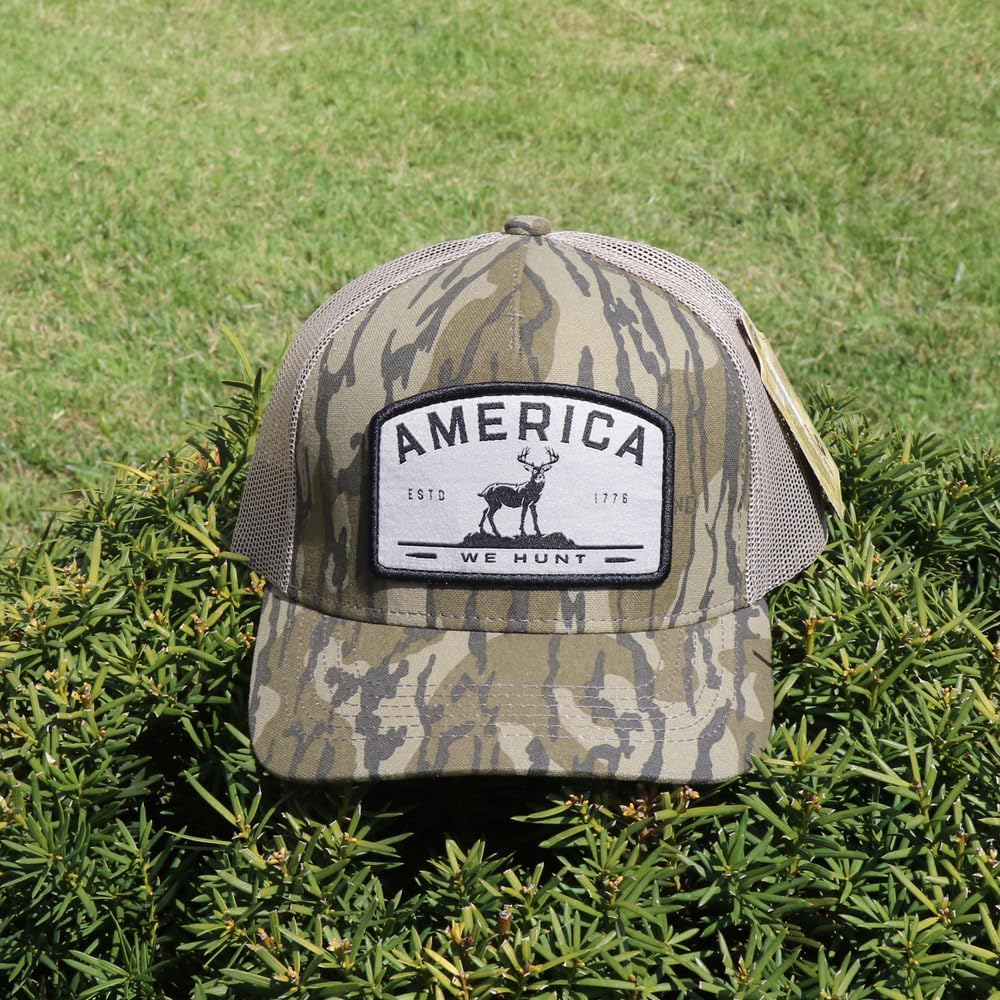 America We Hunt Patch Snapback Hat, Adjustable Mesh Baseball Cap, Embroidered Trucker Hat, Unisex, One Size