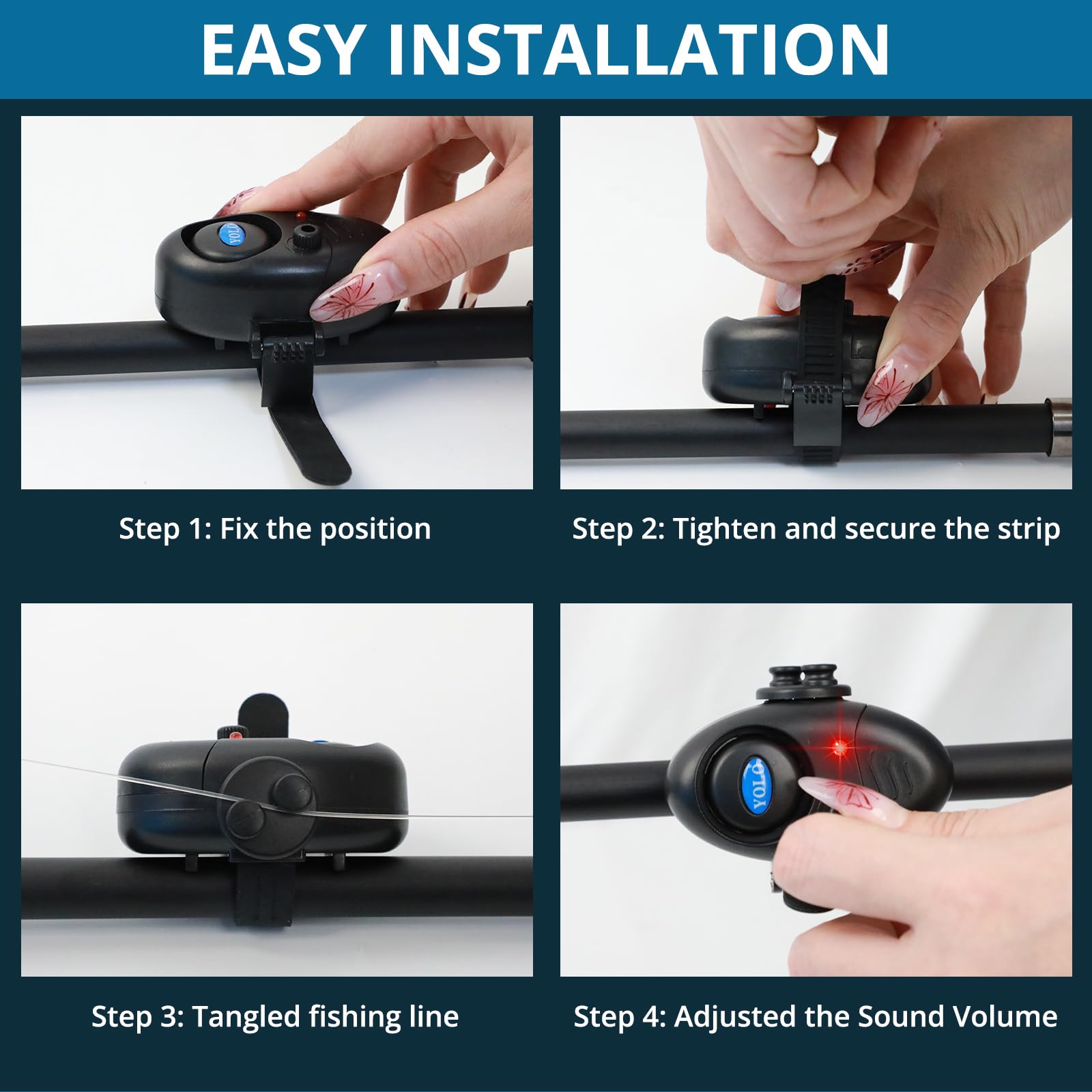 Hirisi Tackle Détecteur De Touche étanche Sans Fil Pour Carpe Avec LED, Alarme De Touche Réglable Et Sensibilité Réglable, Détecteur De Touche De Pêche Avec Radio (FBA-S6-3