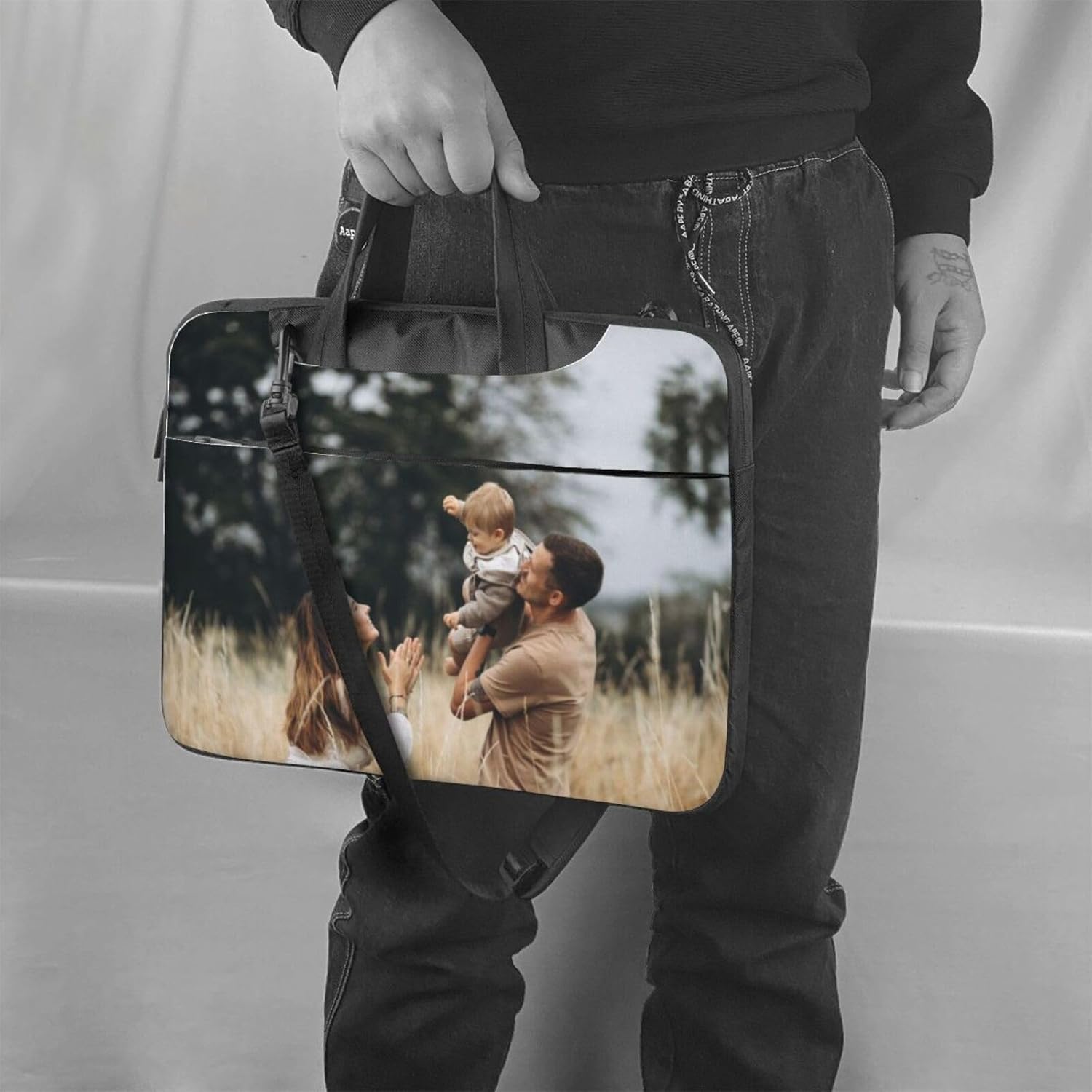 Custom Laptop Bag Messenger & Shoulder Bags Add Photo Text Computer Carrying Case with Strap