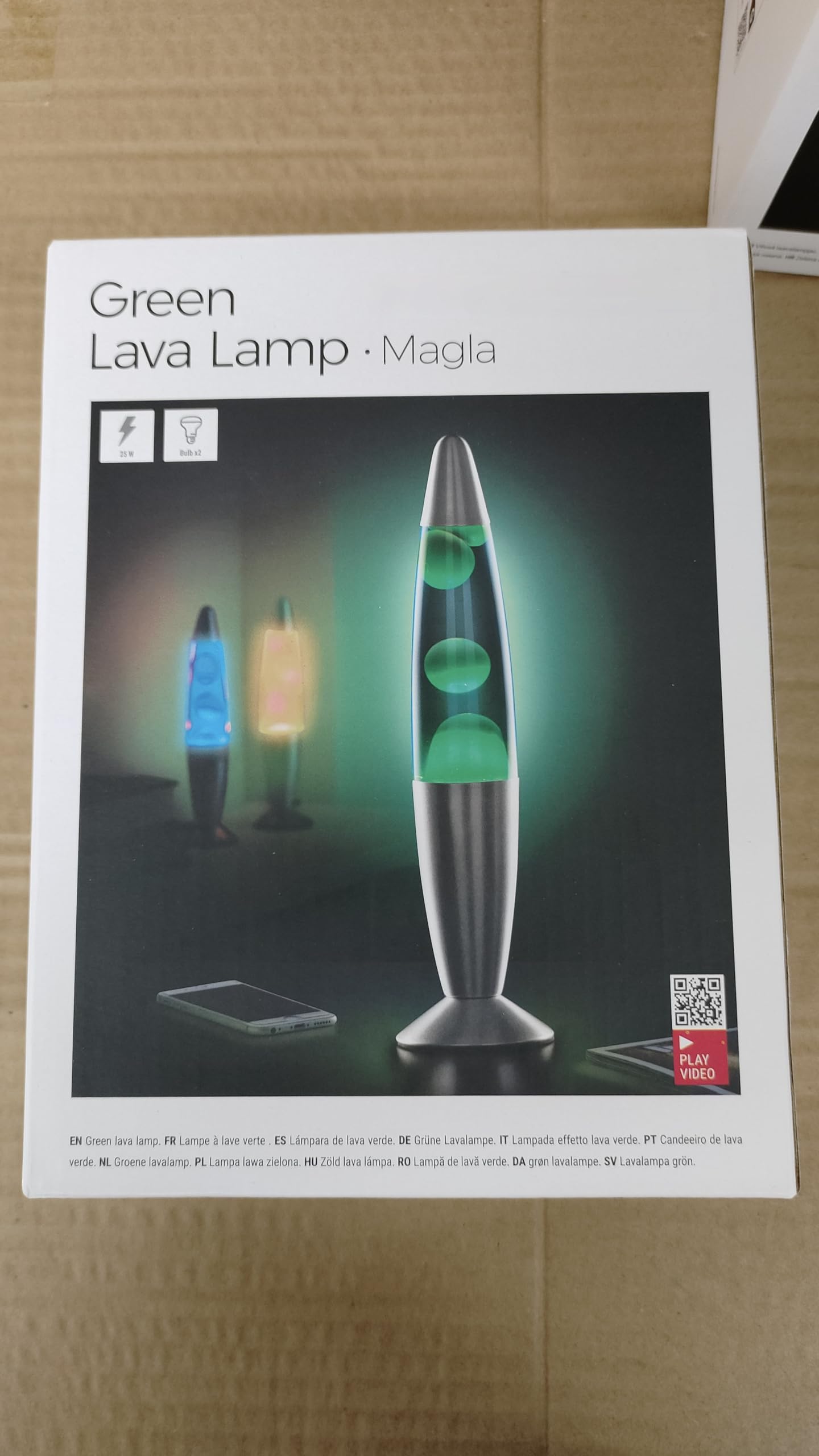 CELLUSTOP - Lámpara con cera en forma de cohete – Lámpara de lava cohete – Lámpara Magma para colocar – 2 bombillas R39 incluidas – Interruptor – 25 vatios – 34 cm – Vidrio y aluminio – Verde