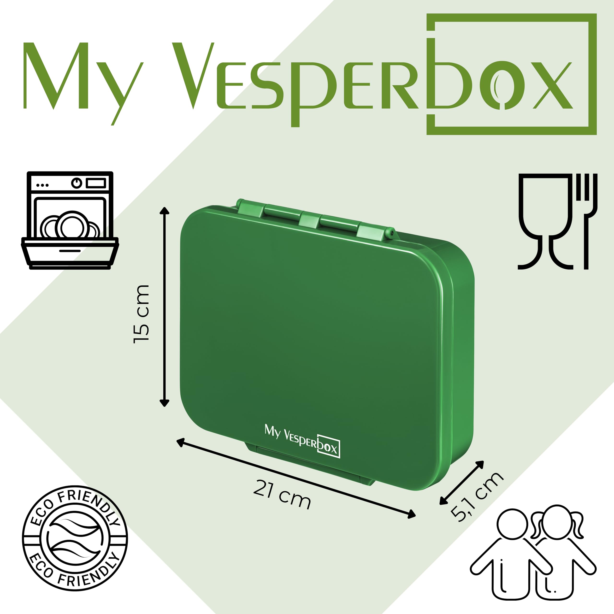 My Vesperbox - Bia Set – pudełko śniadaniowe i butelka na napoje dla dzieci 500 ml – szczelne i wolne od BPA – pudełko na lunch do szkoły i przedszkola - zestaw Bento Box