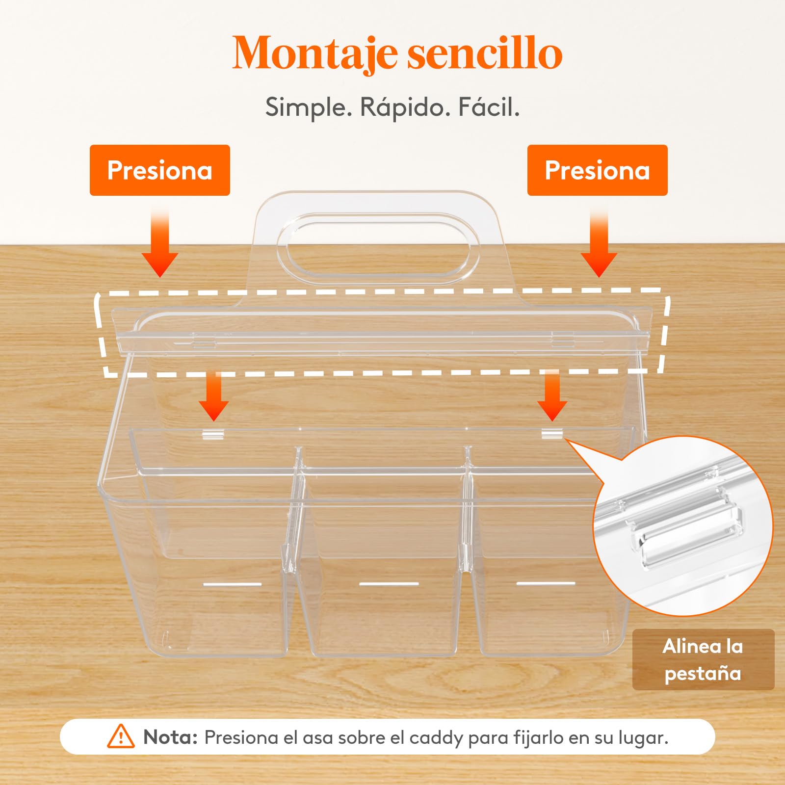 Lifewit Cestas Almacenaje Plastico, Apilador de Caddie Dividida con Manija para Cosméticos, Costura, Herramientas Pequeña, Organizadora para Lápices, Transparente, 2 Piezas