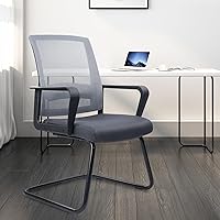 Vista 2 de CLATINA Silla de oficina para invitados con soporte lumbar y respaldo medio de malla serie Space Air Grid para recepción o sala de conferencias, Gris