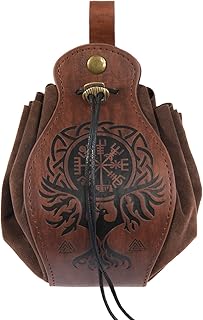 Vintage Purse PU Leather Pouch Bag Drawstring Pouch Bag Small Medieval Pouch Bag Coin Purse Belt Pouch Bag Coin Bag Jewelry Storage Bag Money Coin Holder Gift Bag for Men Women Unisex