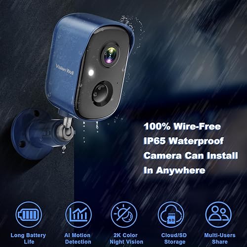 Miniatura 2 de Cámaras de seguridad inalámbricas para exteriores, cámaras alimentadas por batería 2K para seguridad del hogar, cámara al aire libre inalámbrica con