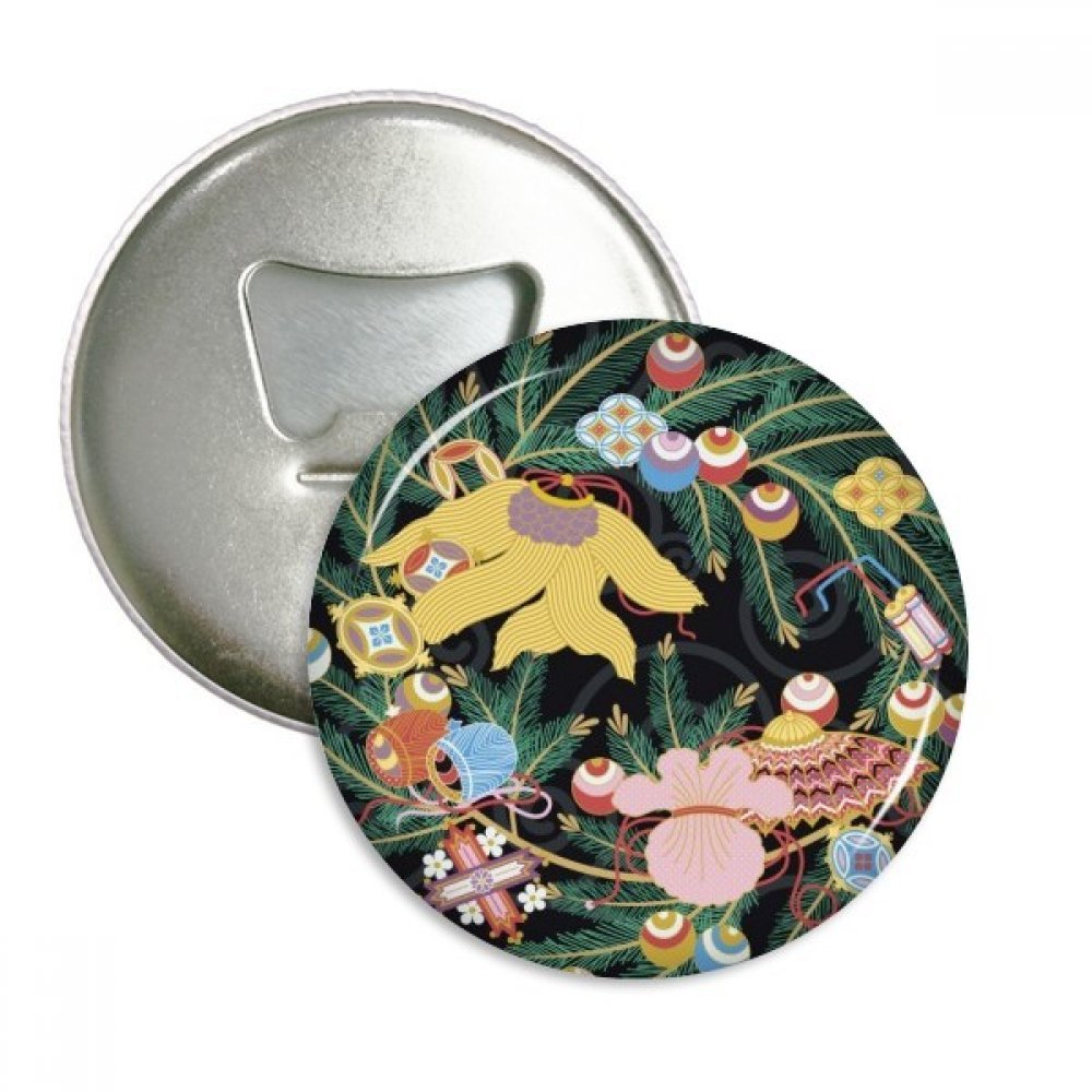 Cadeaux culture japonaise motif fleur feuille aimant frigo badge décapsuleur argent lot de 3
