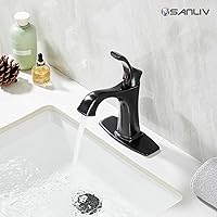 Vista 26 de Brushed Nickel Bathroom Faucet, Sanliv Single Handle Centerset Bathroom Sink Faucet with Pop-Up Drain & Deck Plate for 1 or 3-Hole (4 inch)