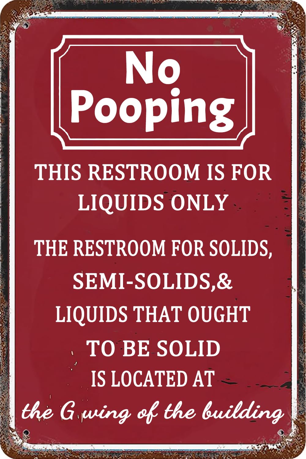 No Pooping Sign Vintage Bathroom Decor Metal Tin Signs Funny Office Work Coworker Bathroom Restroom Toilet Coffee Potty Humor Retro Wall Decor 8 X 12 Inch