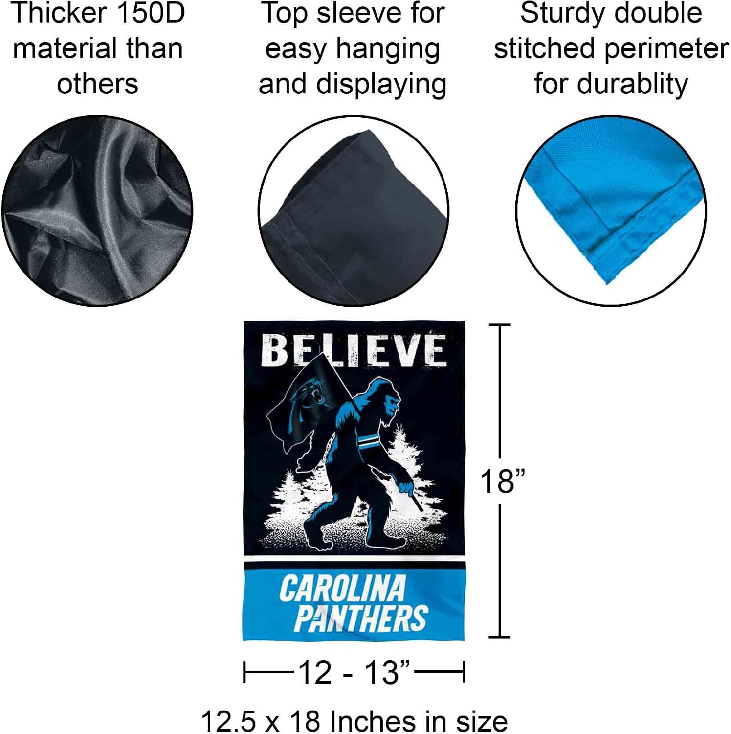 Carolina Panthers Bigfoot Sasquatch Believe Yard Garden Banner Flag