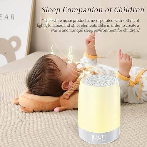 Miniatura 5 de Máquina de ruido blanco para dormir de bebé con luz nocturna, máquina de ruido blanco para niños y adultos, 32 sonidos relajantes, reloj despertador