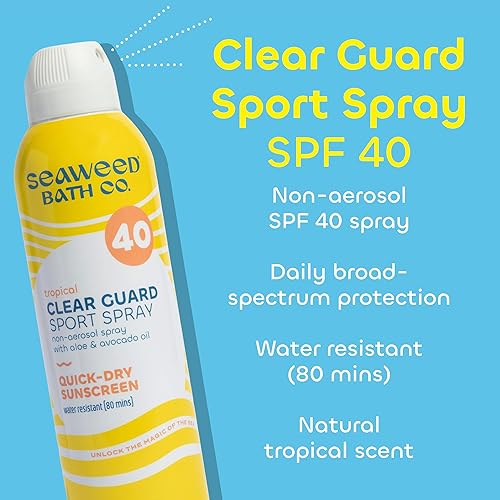 Miniatura 2 de The Seaweed Bath Co Clear Guard SPF 40 Sport - Spray protector solar de amplio espectro 6 onzas algas marinas ricas en nutrientes aloe aceite de