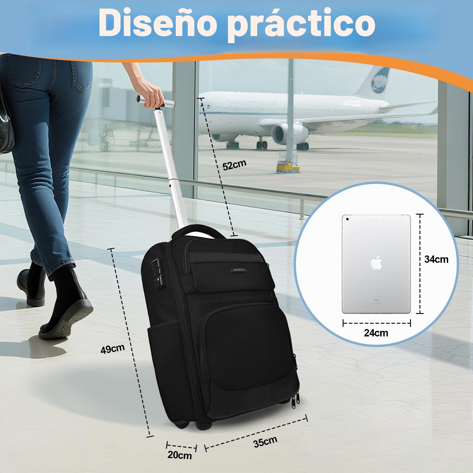 Hivexagon Mochila enrollable protegida por contraseña, mochila enrollable impermeable para portátil de 21 pulgadas, bolsa de equipaje de mano, bolsa de negocios de gran capacidad, almacenamiento de