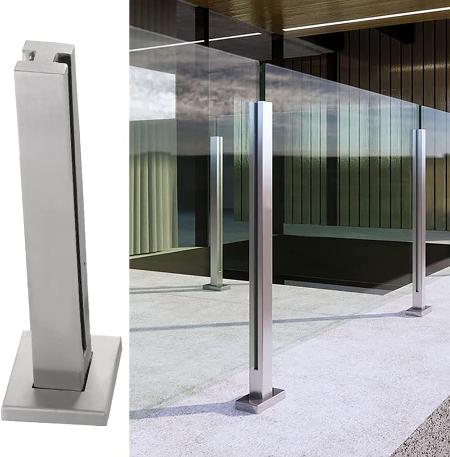 Barrière de sécurité moderne en acier et verre pour maison
