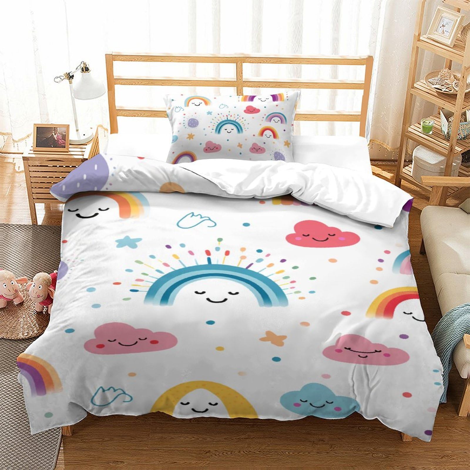 Parure de lit pour enfants et adultes douce et colorée pour lit simple