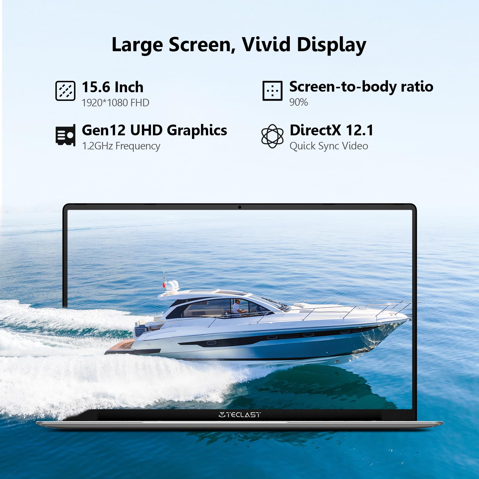 TECLAST PC Portatile F16Pro Notebook 15.6 Pollici, 12GB RAM 256GB SSD, Intel N95, Computer Portatile, Sistema Preinstallato, 2.4G/5G WiFi, BT5.0, Tipo C, Per Ufficio Studio Laptop 2024