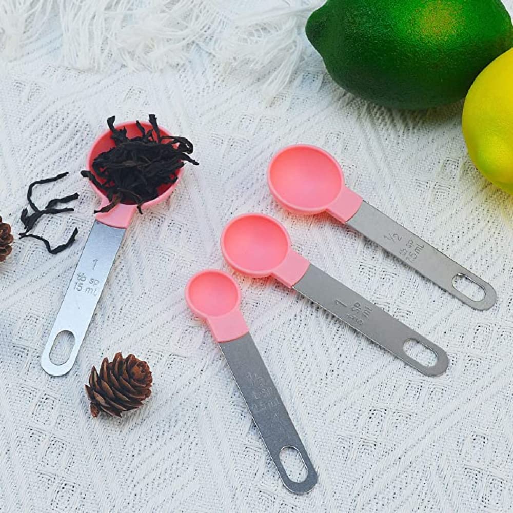 YXSH Juego De Tazas Y Cucharas Medidoras De Plástico De 8 Piezas con Mango De Acero Inoxidable para Medir En Seco Y Líquidos - Aparatos De Cocina para Cocinar Y Hornear
