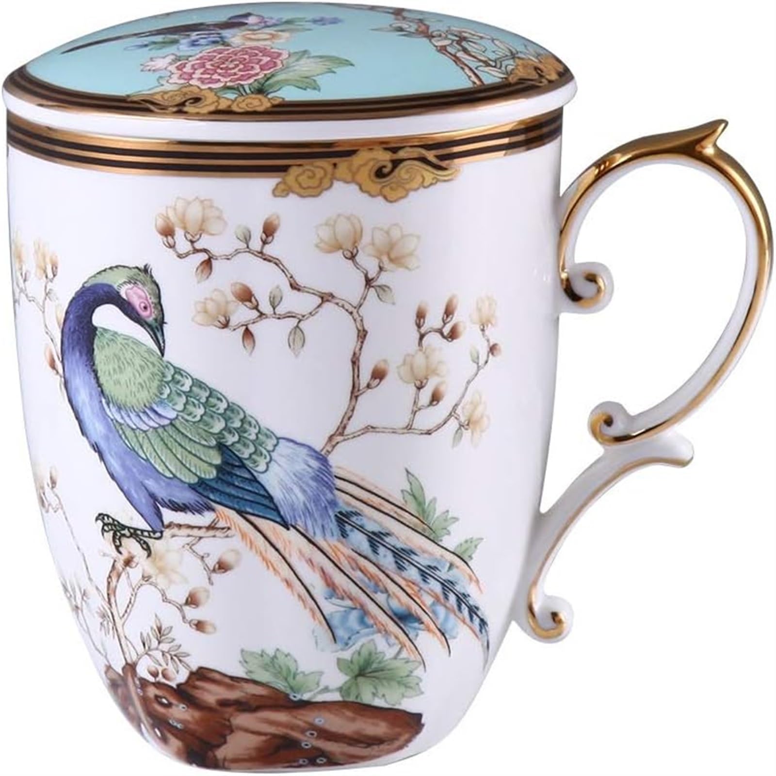 Kreatywny kubek do kawy, porcelanowy kubek, ceramiczny, duża pojemność, pokrywa, narodowy, lekki, luksusowy, rodzinny kubek do kawy, kubek do herbaty