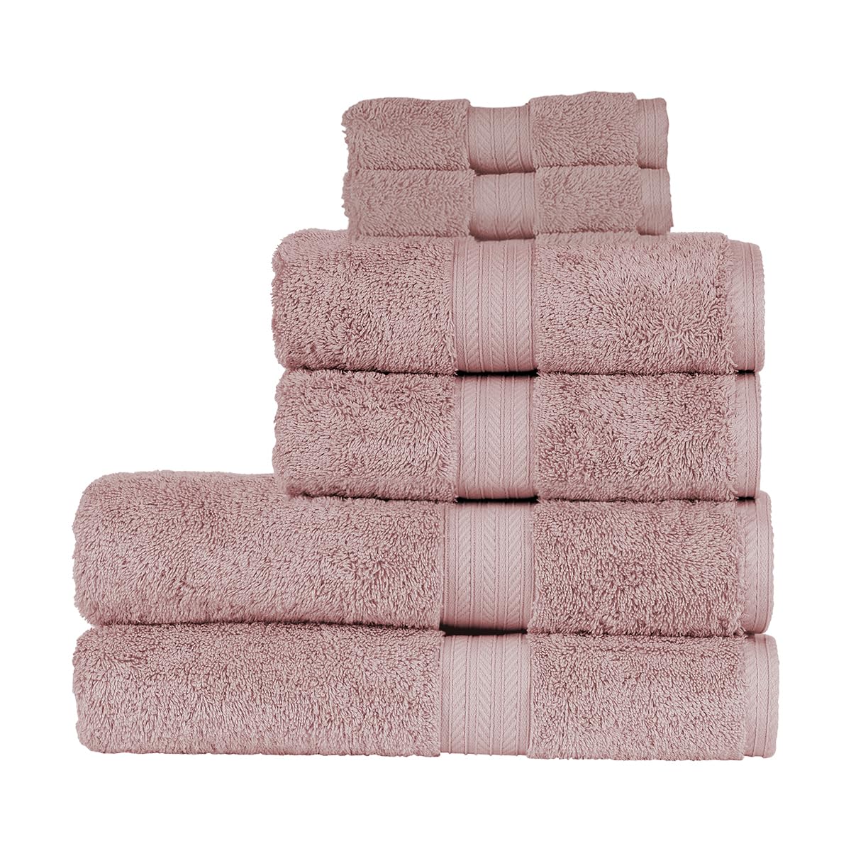 Christy Renaissance 6 Piece Towel Set | Petal Pink | 100% Egyptian Cotton Pile | Luxuriously Soft and Super Absorbent | 675 GSM | 2 Bath Towels 2 Hand Towels 2 Face Cloths