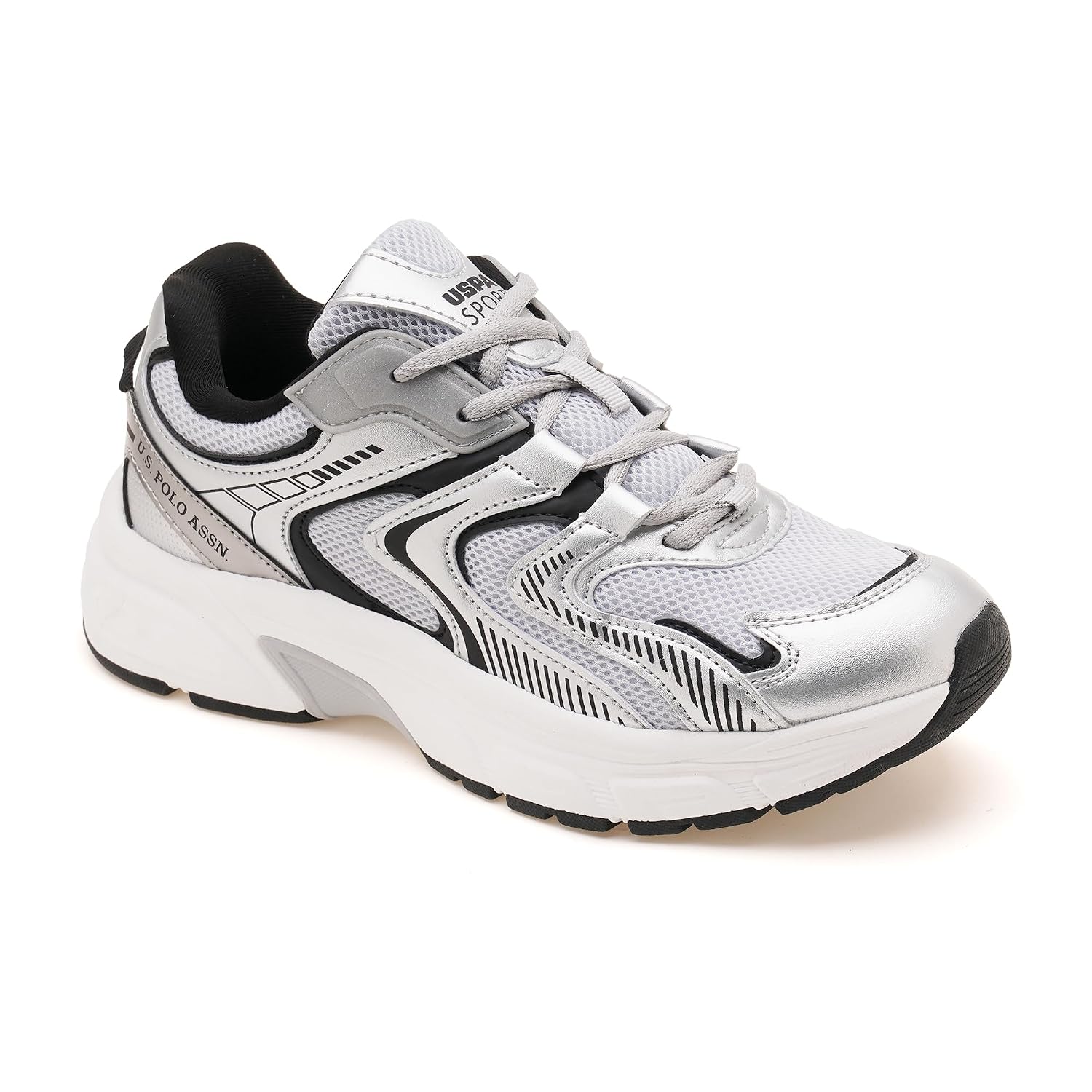 U.S. Polo Assn. So-Young White Sneakers Silver - Image 1