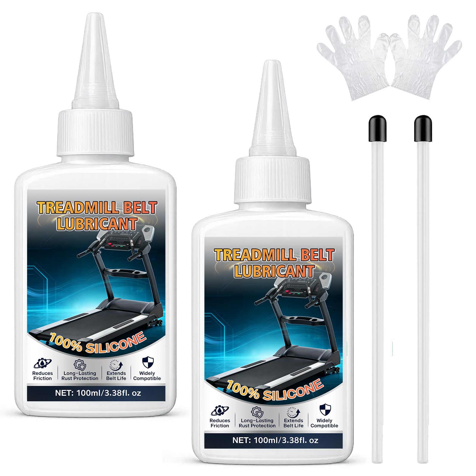 AstraVox Treadmill Lubricant Oil 200ml, with a Precision Extension Tube, 100% Silicone Treadmill Oil, High-Performance Lubricant for Treadmills, Elliptical Trainers, Stepper, Non-Toxic & Odorless (2)