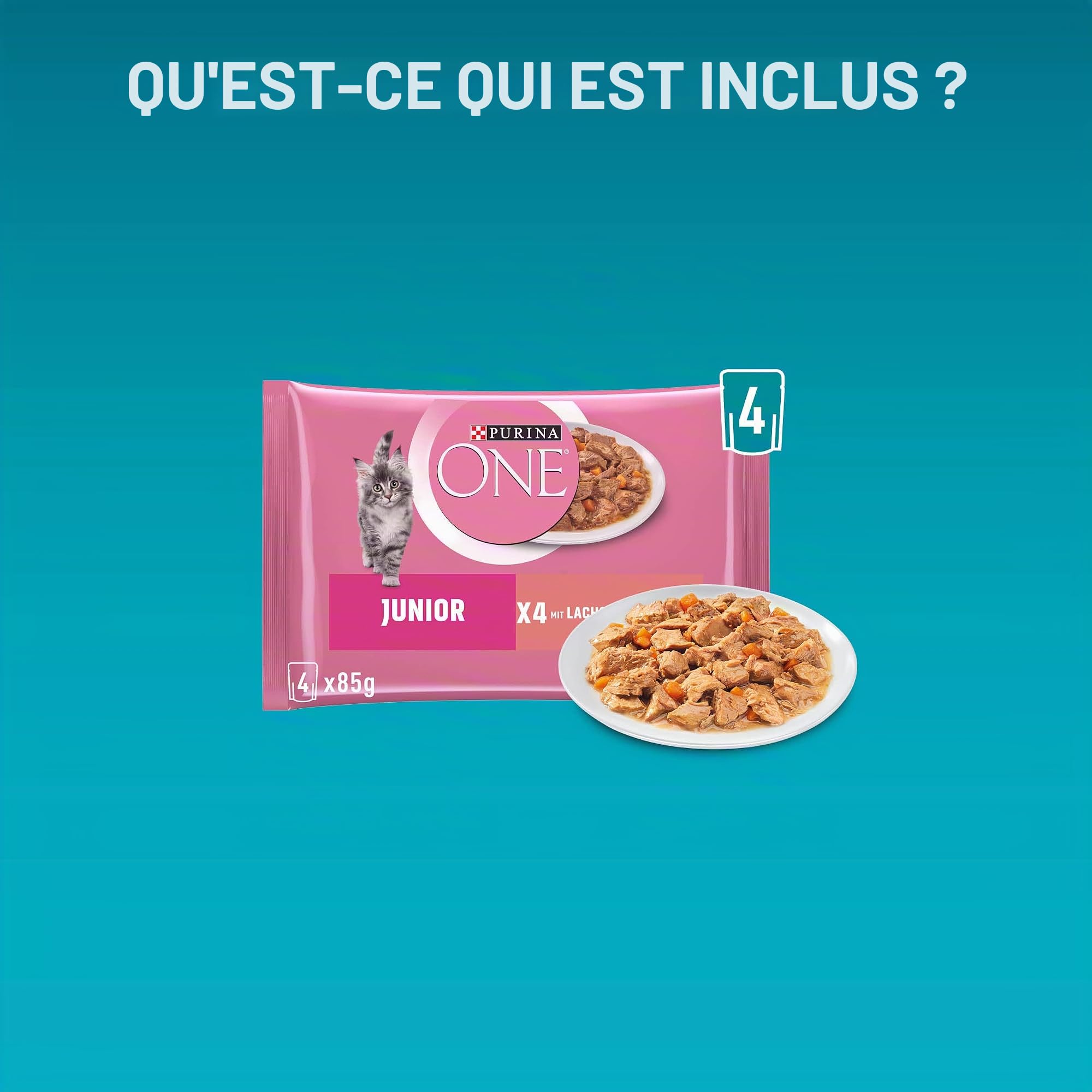 PURINA One Junior Lot de 12 boîtes de Nourriture pour Chatons humides et délicates en Sauce avec Saumon et Carottes (12 x 4 x 85 g)