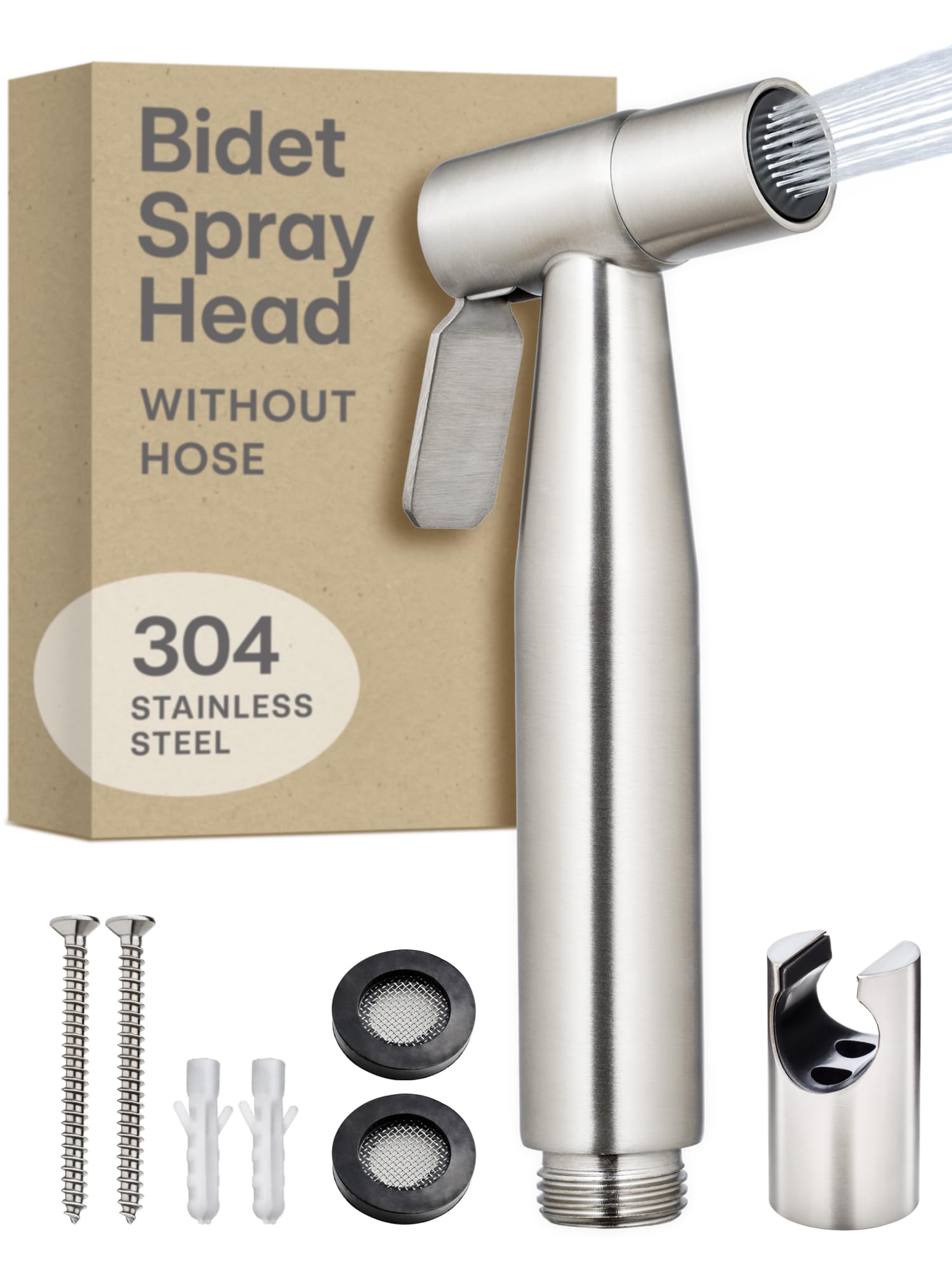 Handheld Bidet Sprayer For Toilet - Stainless Steel Jet Spray With Holder - Rustproof - Easy Installation Bidet Tap Attachment, Muslim Shower Tap, 4044352025522