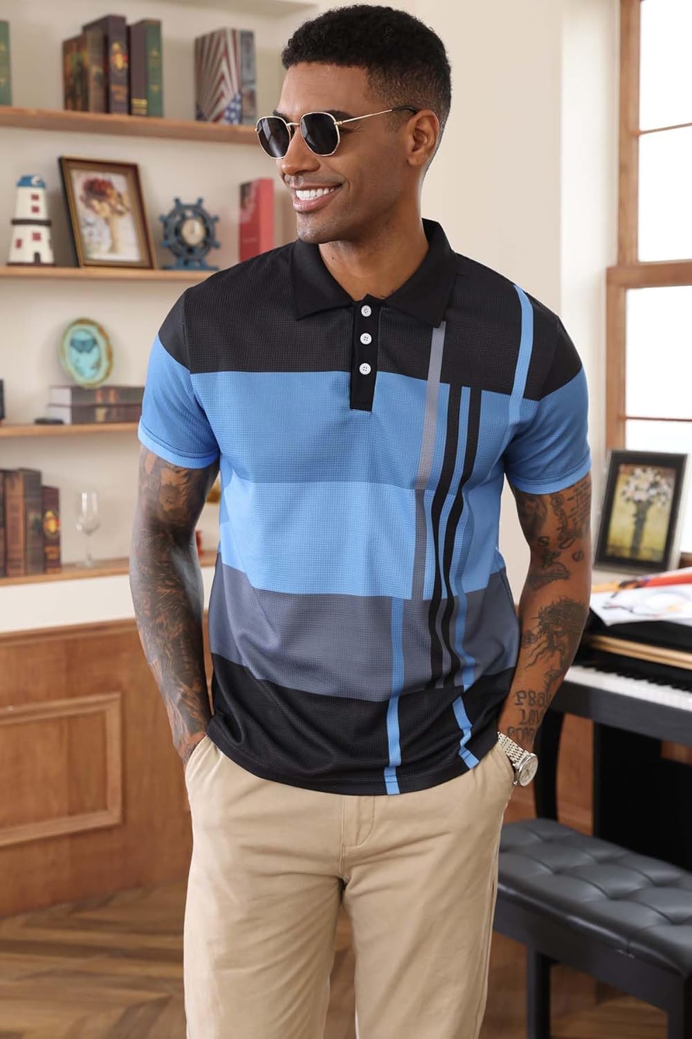 EndoraDore Men's Short Sleeve Polo Shirts Casual Golf Printed T-Shirts Summer Sport Moisture Wicking Performance Shirt - Image 6