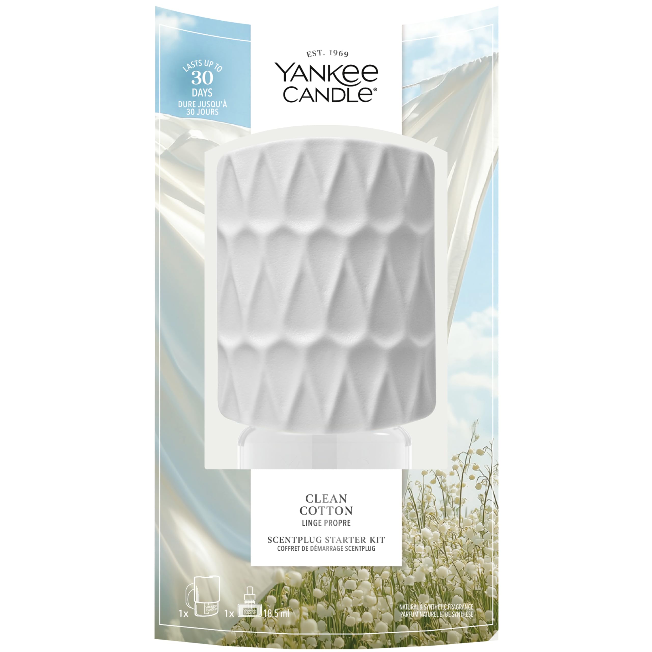 Yankee Candle Scent Plug Starter Kit | Clean Cotton | Includes Plug-in Base and Refill | Flameless Home Fragrance