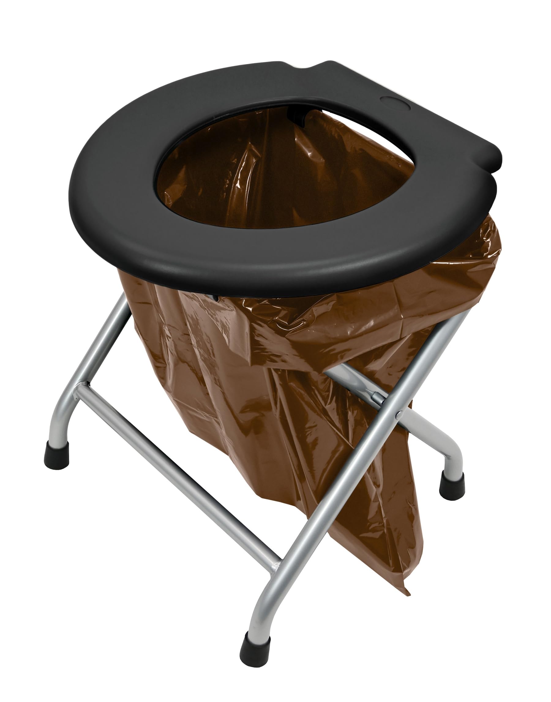 24ocean Mobile Klapptoilette Set Schwarz WC Klo Camping, Gestell Silber, 20 kompostierbare Beutel