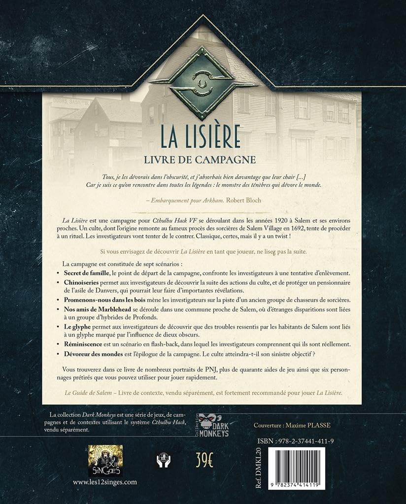 La Lisière - Livre de Campagne - Jeu de Rôle - Jeu de Société - A partir de 14 Ans - Version Française