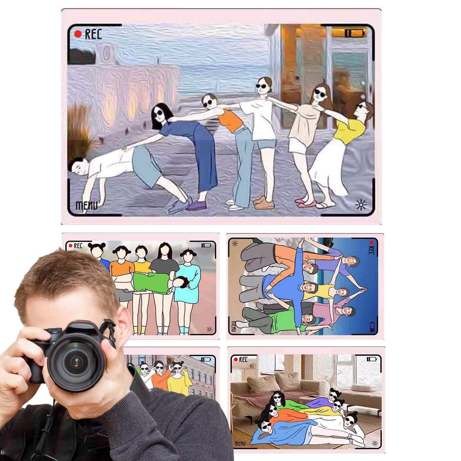Cartes de Pose de Photographie de Portrait | Cartes Amusantes pour Photographie de Portrait | Cartes de Photographie de Portrait, Accessoire de Photographie Multi-Personnes pour Les Voyages en