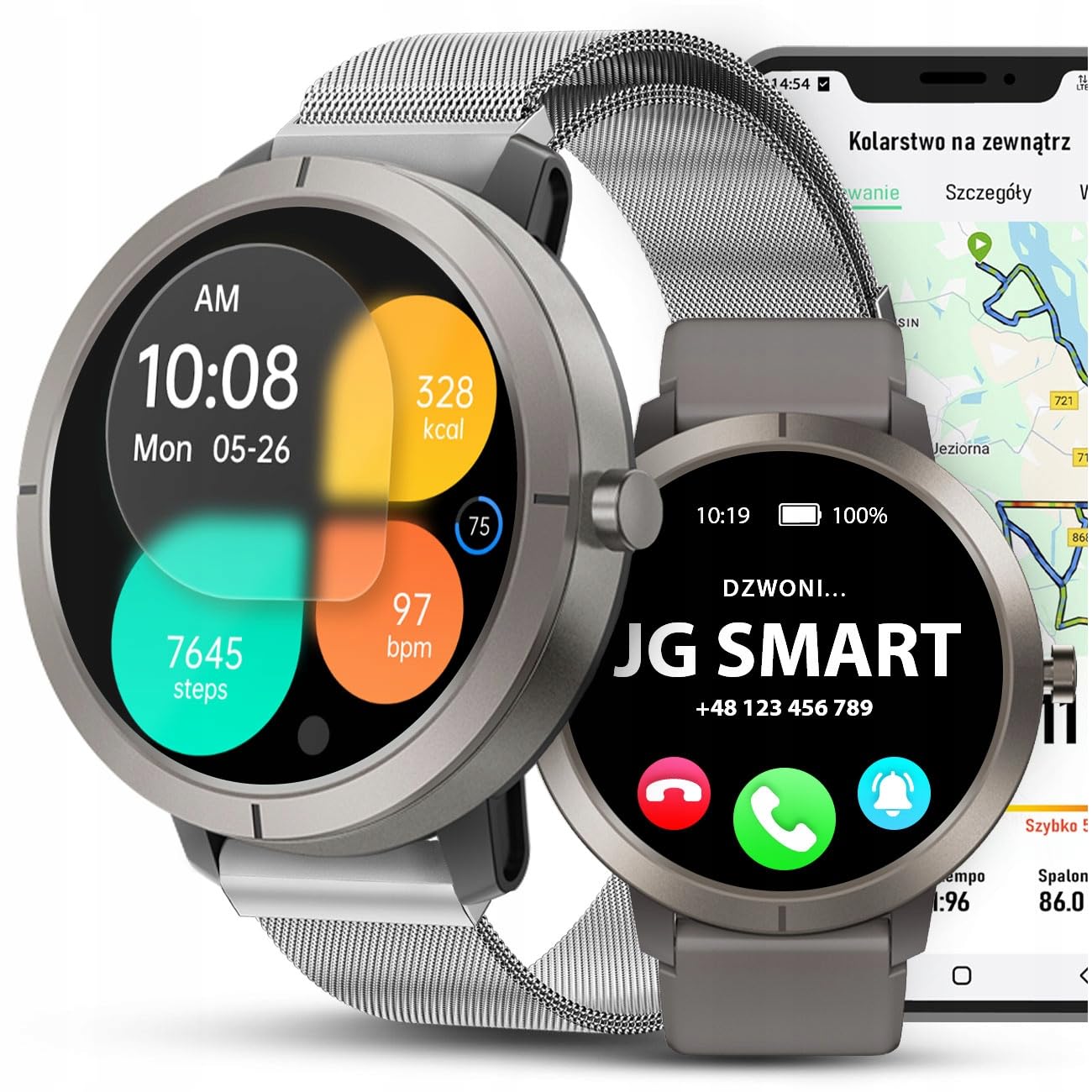 SMARTWATCH DAMSKI ZEGAREK WODOODPORNY GPS MENU PL AMOLED ROZMOWY PULS SPORT