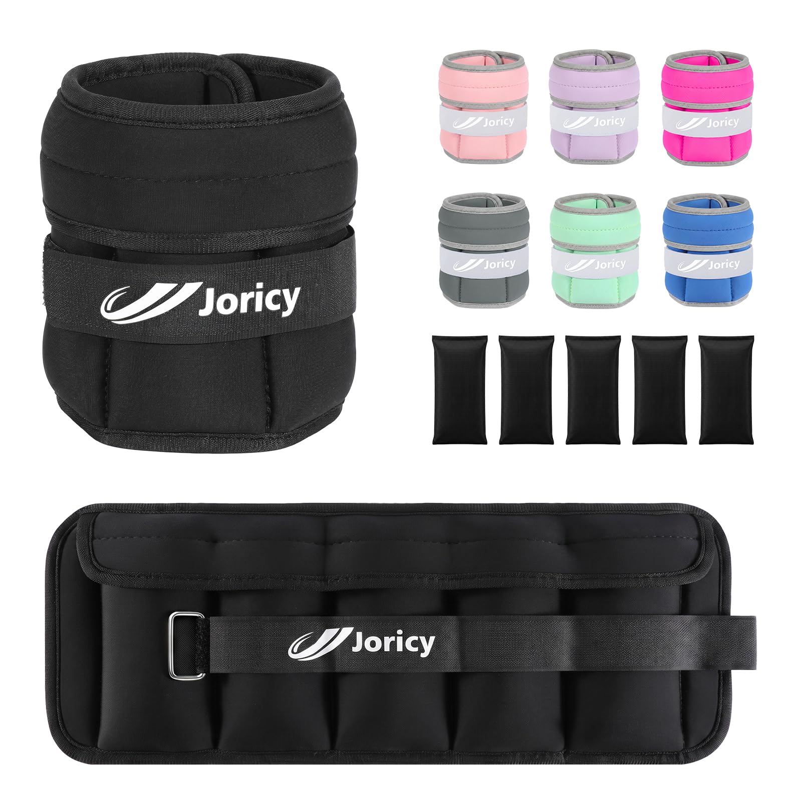 Adjustable Ankle Weights for Women Men Kids, 1–5kg Pair Leg/Wrist/Arm Weight Straps with Removable Weight for Yoga Walking Running Gymnastics Aerobics Physical Therapy, Black