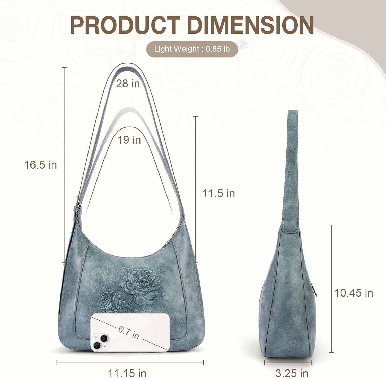 Shoulder Bag for Women, Vegan Leather Hobo Purse Trendy Small Handbag Top Handle Embossed Underarm Purse Daily Use (Blue) | Adjustable strap, Smooth zipper, Crescent Bag, Retro Mini Clutch, Gifts for Women