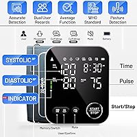 Vista 3 de Monitor de presión arterial para la parte superior del brazo, monitores para uso doméstico, brazalete ajustable de 8.7"-16.5", pantalla LED, memoria