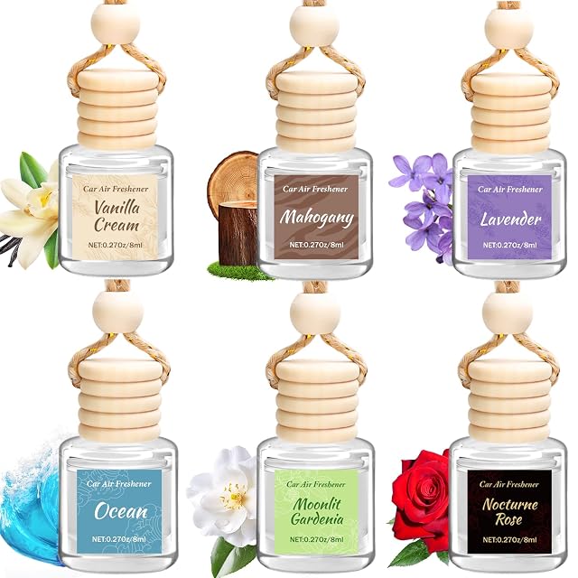6 Pack Car Air Freshener - Mothers Day Gift for Her Hanging Air Freshener Essential Oil Diffuser Romantic