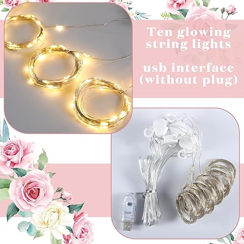 Miniatura 4 de BBTO 2 paneles de cortina de tul blanco con cadena de luces para fiestas, bodas, despedidas de soltera, cortina LED blanca transparente para