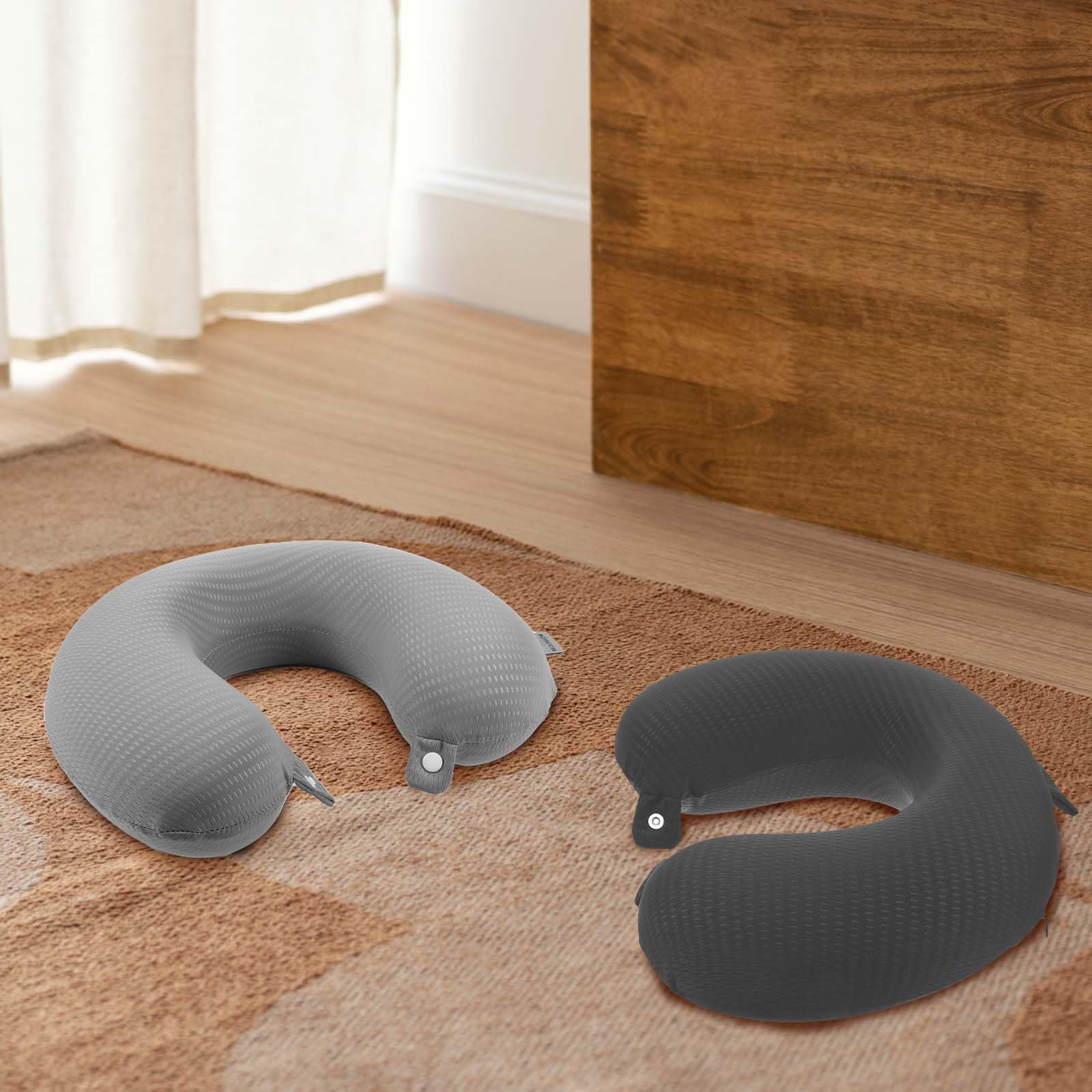2 U-förmige Nackenkissen Bezüge Grau - Weich & Waschbar | Für Reisekissen & Nackenhörnchen