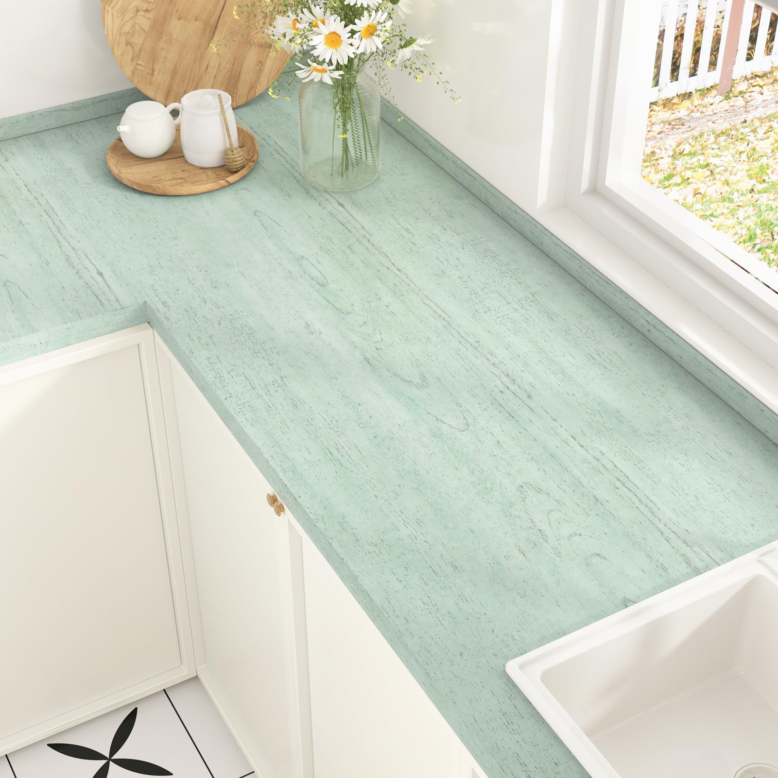 Pellicola Adesiva Legno Verde Per Mobili Carta Da Parati Adesiva Muro Moderna Carta Adesiva Effetto Legno Verde Per Armadio Piano Di Lavoro Rivestimento Adesivo Per Mobili 40cm x 800cm