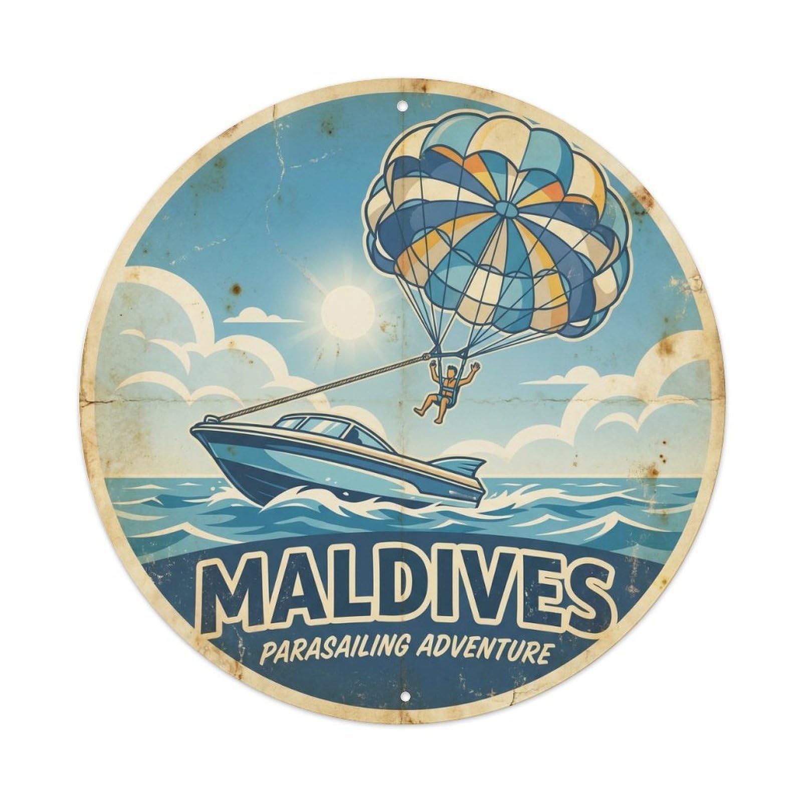 Maldives Parasailing Seaplane Travel Island Hopping Metal Tin Sign