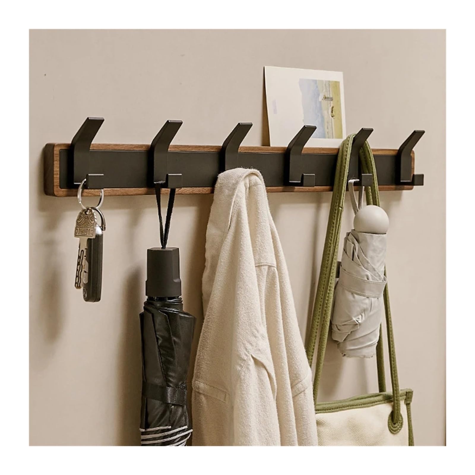 Gancho Para La Puerta Gancho de pared madera, perchero colgante for baño, cocina, dormitorio, pasillo(5 hooks)