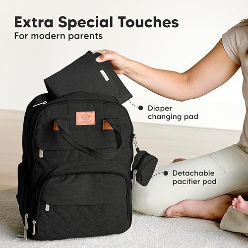 Miniatura 8 de KeaBabies Mochila para pañales Bolsa de pañales grande para bebé con cambiador, mochila de viaje para mamá y papá, impermeable, multifunción