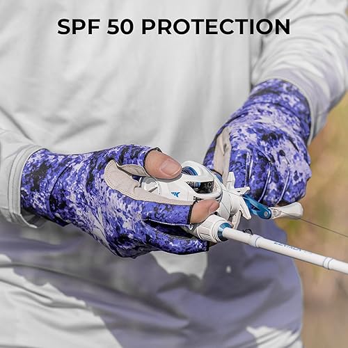 Miniatura 3 de KastKing La Sal Guantes de pesca UPF50+ Guantes de sol Guantes de protección UV Guantes sin dedos para hombres y mujeres para exteriores, kayak,